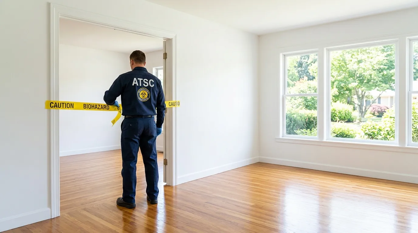 Certified biohazard cleanup crew performing Decomposition Cleanup in Highland Park